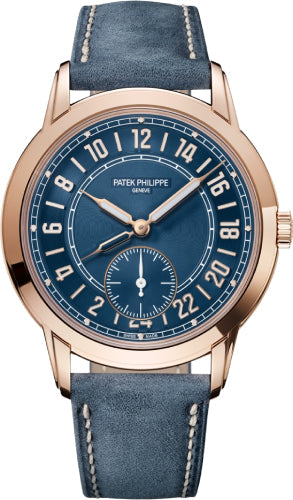 Complications Calatrava 24-Hour Display Travel Time Rose Gold Blue Dial