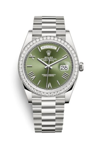 Day-Date 40 White Gold / Diamond / Green Roman