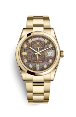 Day-Date 36 Yellow Gold Domed / Oyster / Black MOP Computer