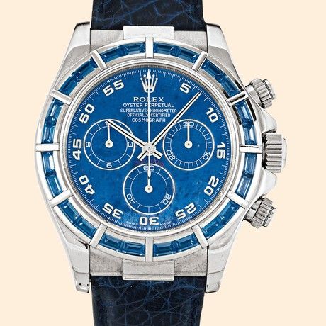 Daytona White Gold  Blue Sapphire Strap Sodalite