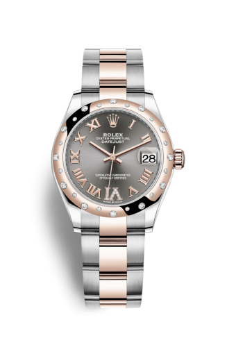 Datejust 31 Stainless Steel/ Rose Gold / Domed – Diamond / Grey – Roman / Oyster