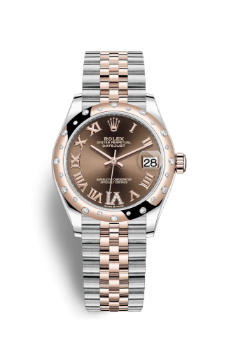 Datejust 31 Stainless Steel/ Rose Gold / Domed – Diamond / Chocolate – Roman / Jubilee