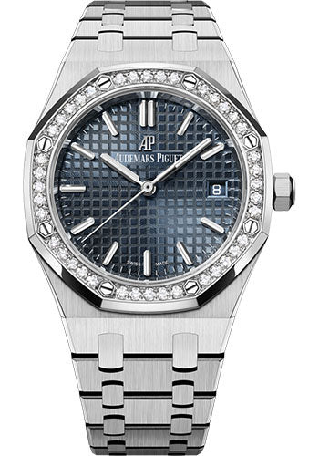 Royal Oak Self Winding 34mm Stainless Steel Case Diamond Bezel Blue-Grey Dial