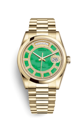 Day-Date 36 Yellow Gold Domed / President / Green Jade Carousel