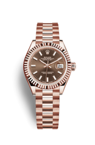 Lady-Datejust 28 Everose Fluted / President / Chocolate