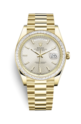 Day-Date 40 Yellow Gold / Baguette / Silver