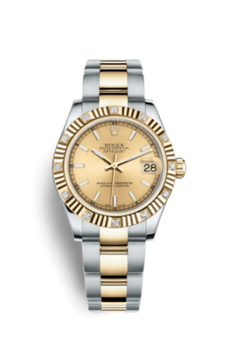 Datejust 31 Rolesor Yellow Fluted Diamond / Oyster / Champagne