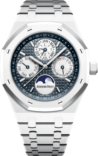 Royal Oak 41mm Perpetual Calendar White Ceramic Blue Dial