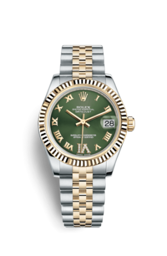 Datejust 31 Rolesor Yellow Fluted / Jubilee / Olive Green Roman