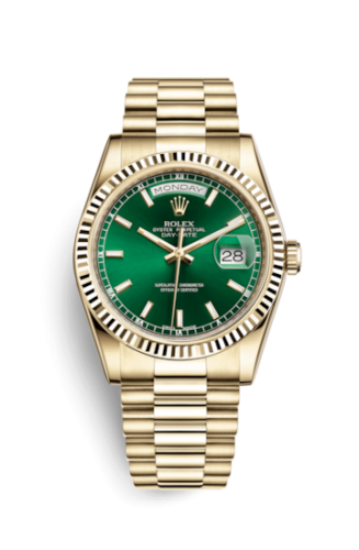 Day-Date 36 Yellow Gold Fluted / President / Green