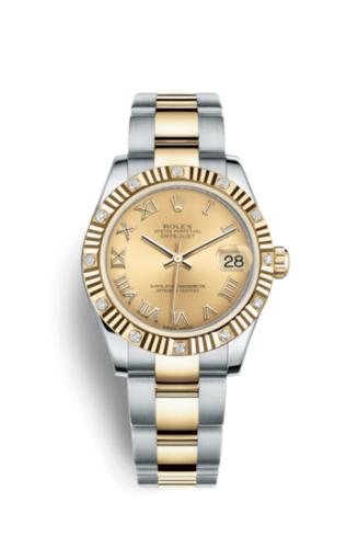 Datejust 31 Rolesor Fluted Diamond / Oyster / Champagne Roman