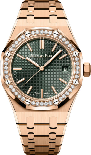 Royal Oak 37mm Selfwinding “50th Anniversary” Rose Gold Khaki Green Dial Diamond…