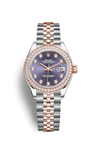 Lady-Datejust 28 Rolesor Rose Diamond / Jubilee / Aubergine Diamond