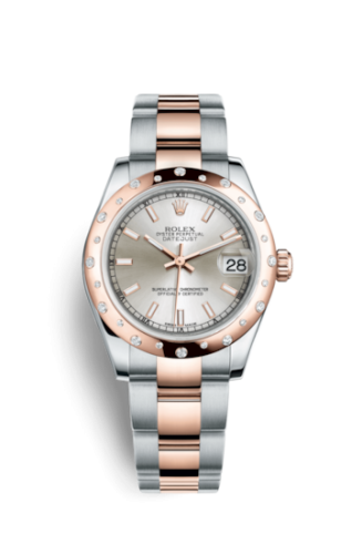 Datejust 31 Rolesor Everose Domed Diamond / Oyster / Silver