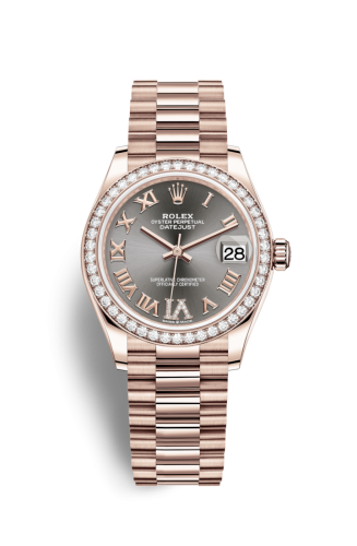 Datejust 31 Rose Gold / Diamond / Grey – Roman / President