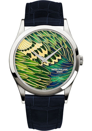 Calatrava Rare Handcrafts 38mm Platinum Case Cloisonne Peacock Feather Dial
