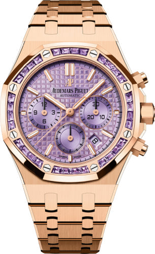 Royal Oak Chronograph Rose Gold Gem Set 38mm Bezel Purple DIal