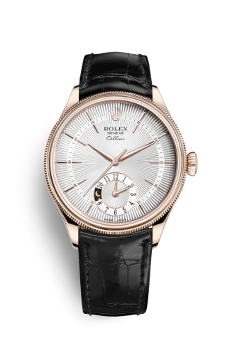 Cellini Dual Time Everose / Silver / Alligator Black