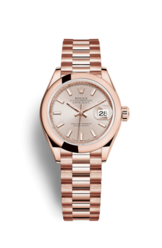 Lady-Datejust 28 Everose Domed / President / Sundust