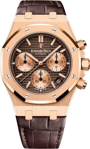Royal Oak 41mm Selfwinding Chronograph Rose Gold Brown Dial Strap