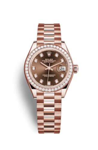 Lady-Datejust 28 Everose Diamond / President / Chocolate Diamond