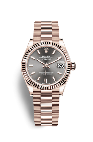Datejust 31 Rose Gold / Fluted / Grey / President