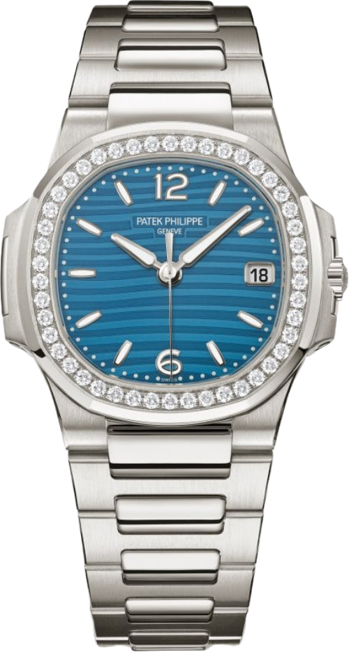 Nautilus ‘Ladies’ White Gold Blue Dial Diamond Bezel 32mm