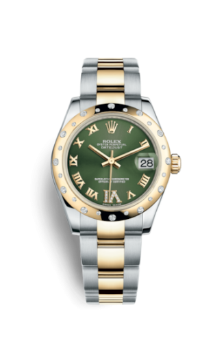 Datejust 31 Rolesor Yellow Domed Diamond / Oyster / Olive Green Roman