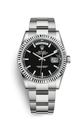 Day-Date 36 White Gold Fluted / Oyster / Black