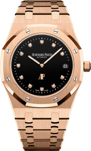 Royal Oak 39mm “Jumbo” Extra-Thin Rose Gold Black Diamond Dial