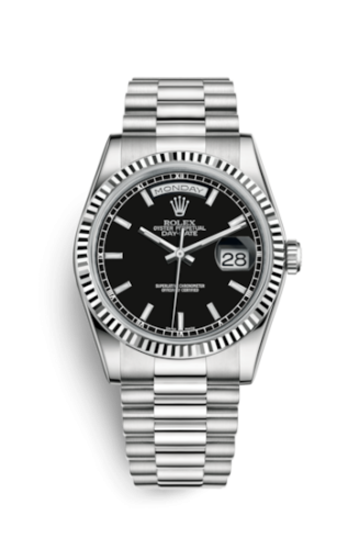 Day-Date 36 White Gold Fluted / President / Black
