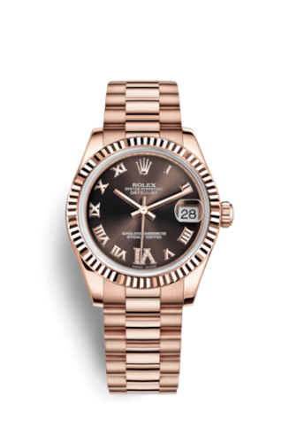 Datejust 31 Everose Fluted / President / Chocolate Roman