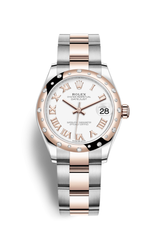 Datejust 31 Stainless Steel/ Rose Gold / Domed – Diamond / White – Roman / Oyster