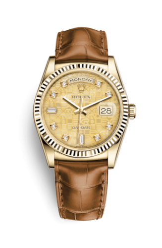 Day-Date 36 Yellow Gold Fluted / Strap / Champagne Computer