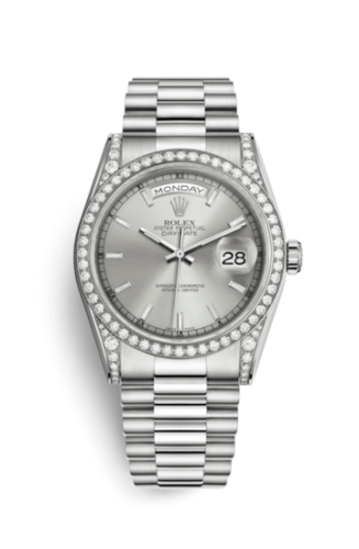 Day-Date 36 White Gold Diamonds / President / Silver