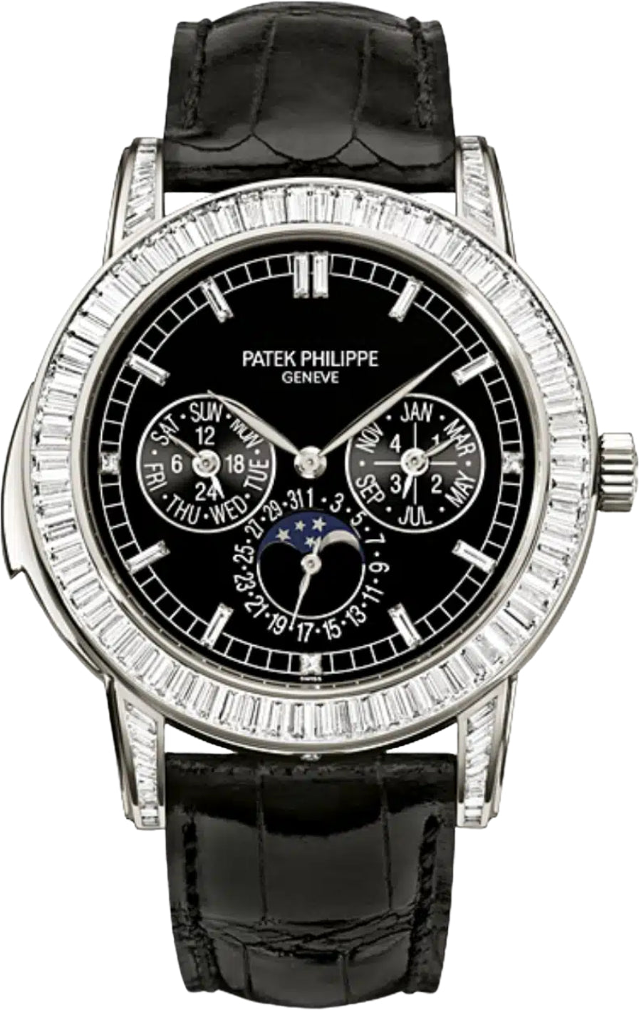 5073P-001 Complications Day-Date Annual Calendar 42mm Moon Phase Black Index…