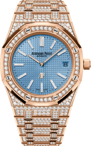 Royal Oak 39mm Extra-Thin Rose Gold Light Blue Diamond