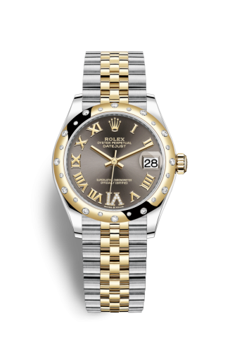Datejust 31 Stainless Steel / Yellow Gold / Domed – Diamond / Grey – Roman / Jubilee