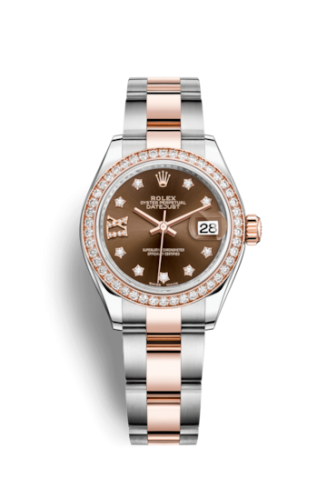Lady-Datejust 28 Rolesor Rose Diamond / Oyster / Chocolate Diamond
