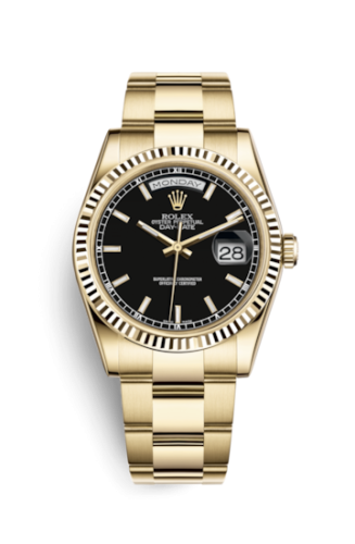 Day-Date 36 Yellow Gold Fluted / Oyster / Black