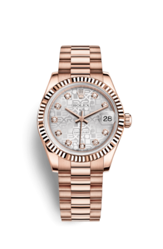 Datejust 31 Everose Fluted / President / Silver Computer