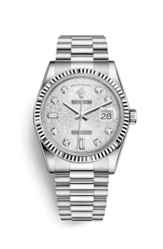 Day-Date 36 White Gold Fluted / President / Silver Computer