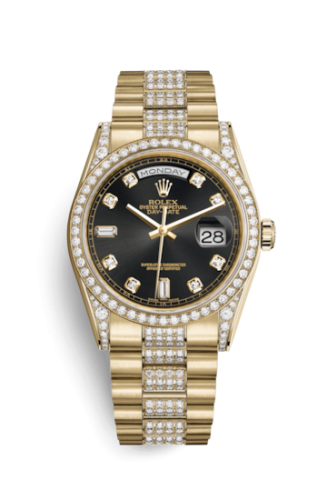 Day-Date 36 Yellow Gold Diamonds / President Diamonds / Black Diamond