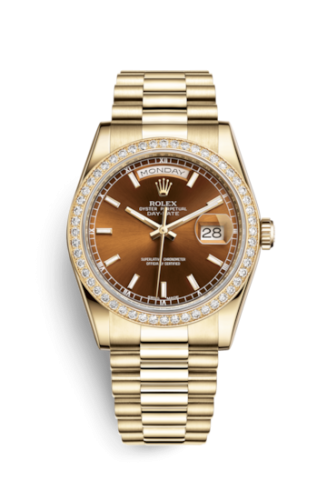 Day-Date 36 Yellow Gold Diamonds / President / Cognac