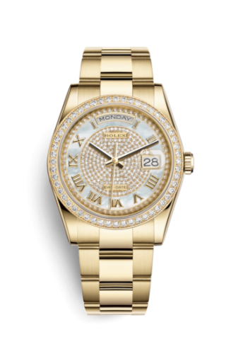 Day-Date 36 Yellow Gold Diamonds / Oyster / Paved Roman