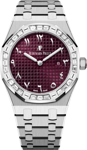 Royal Oak 33mm White Gold Diamond Baguette Bezel Purple Dial