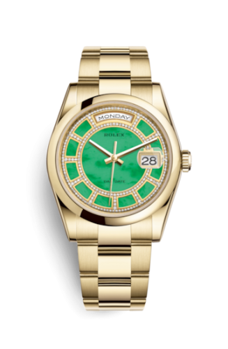 Day-Date 36 Yellow Gold Domed / Oyster / Green Jade Carousel