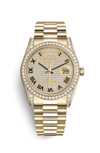 Day-Date 36 Yellow Gold Diamonds / President  / Paved Roman