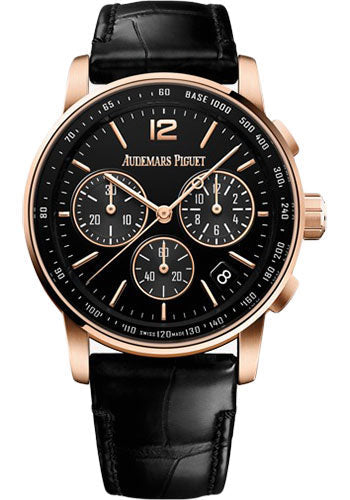Code 11.59 Selfwinding Chronograph 41mm Pink Gold Case Black Dial