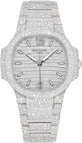 Nautilus Ladies White Gold/Diamond Paved